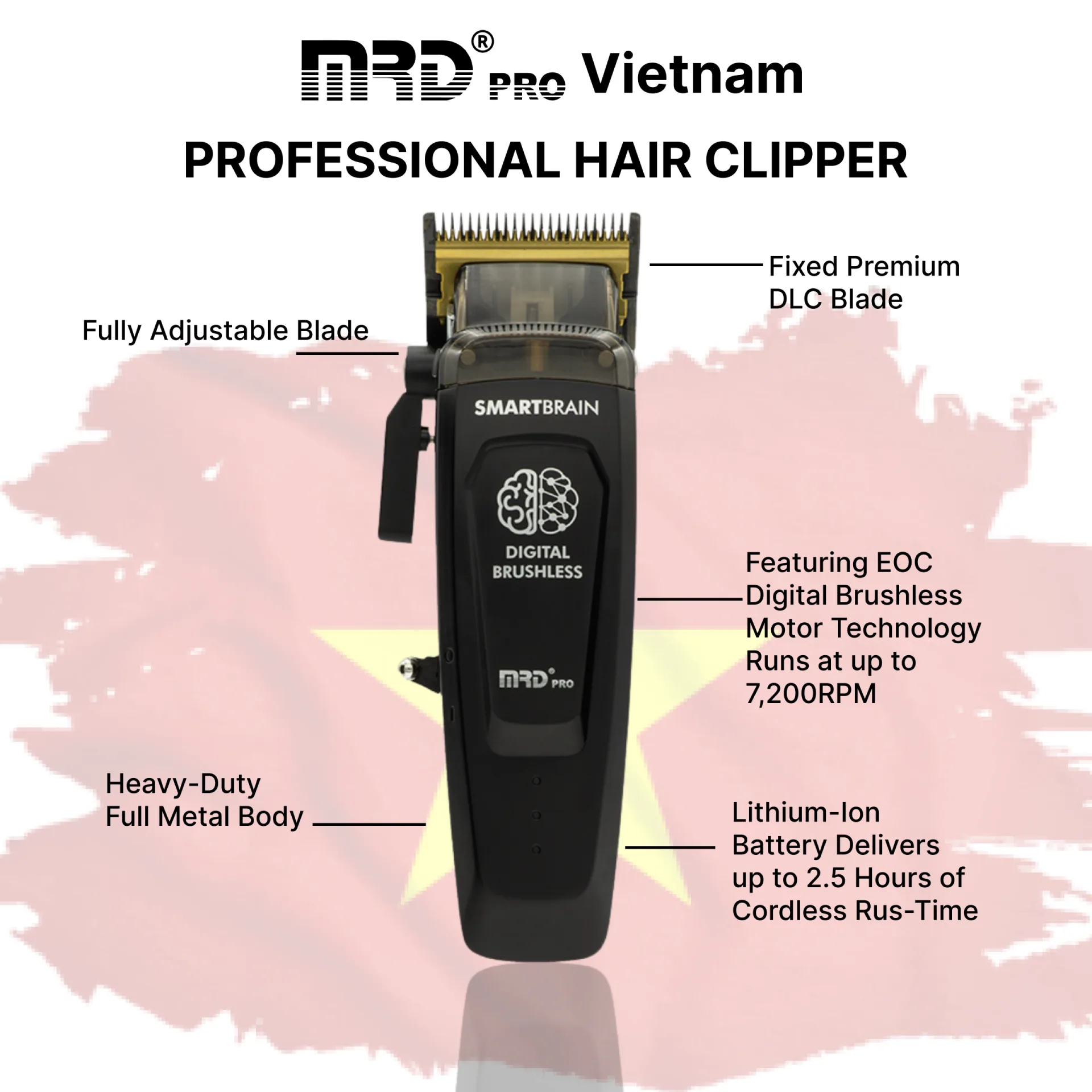 MRDPRO SMART BRAIN HC 90-4-BLACK-Hair Clipper – Intelligent Technology - Image 6
