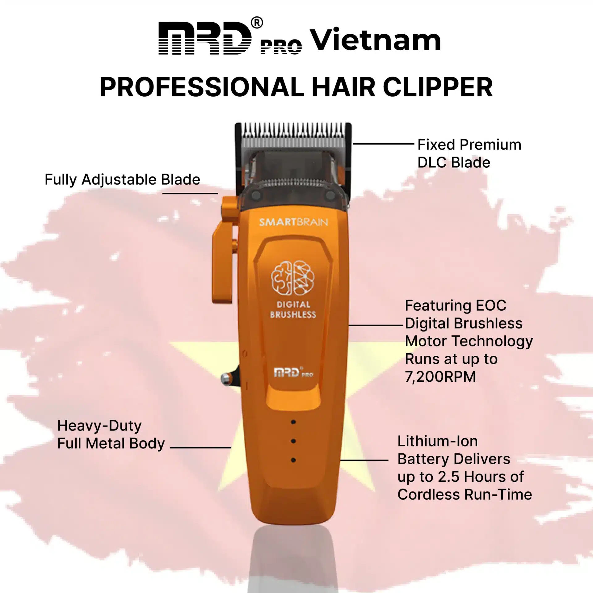 MRDPRO SMART BRAIN HC 90-4-ORANGE-Hair Clipper – Intelligent Technology - Image 6
