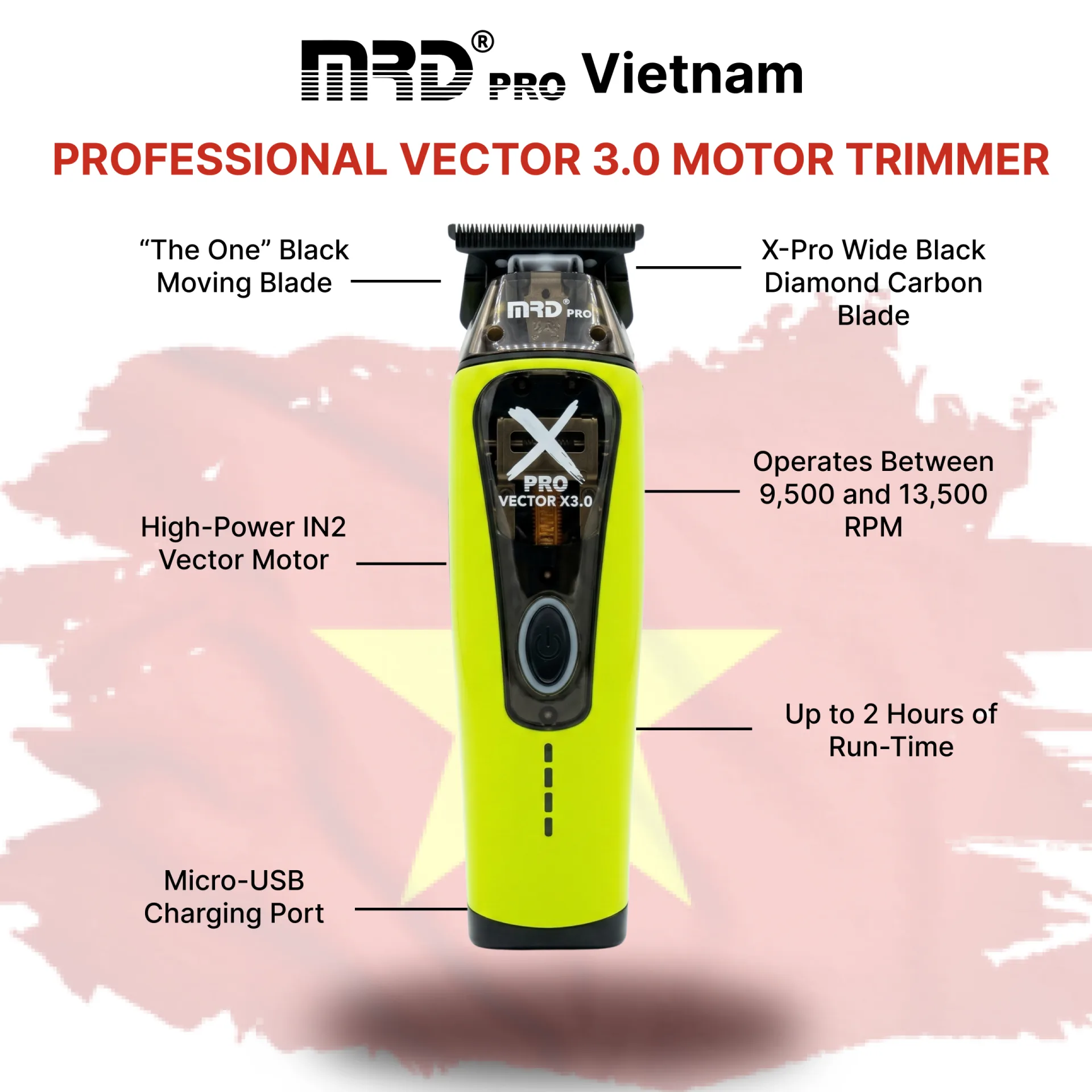 XPRO GMT-999C-GREEN-Vector X3.0 Hair Clipper – Powerful Motor 9,500–13,000 RPM - Image 5