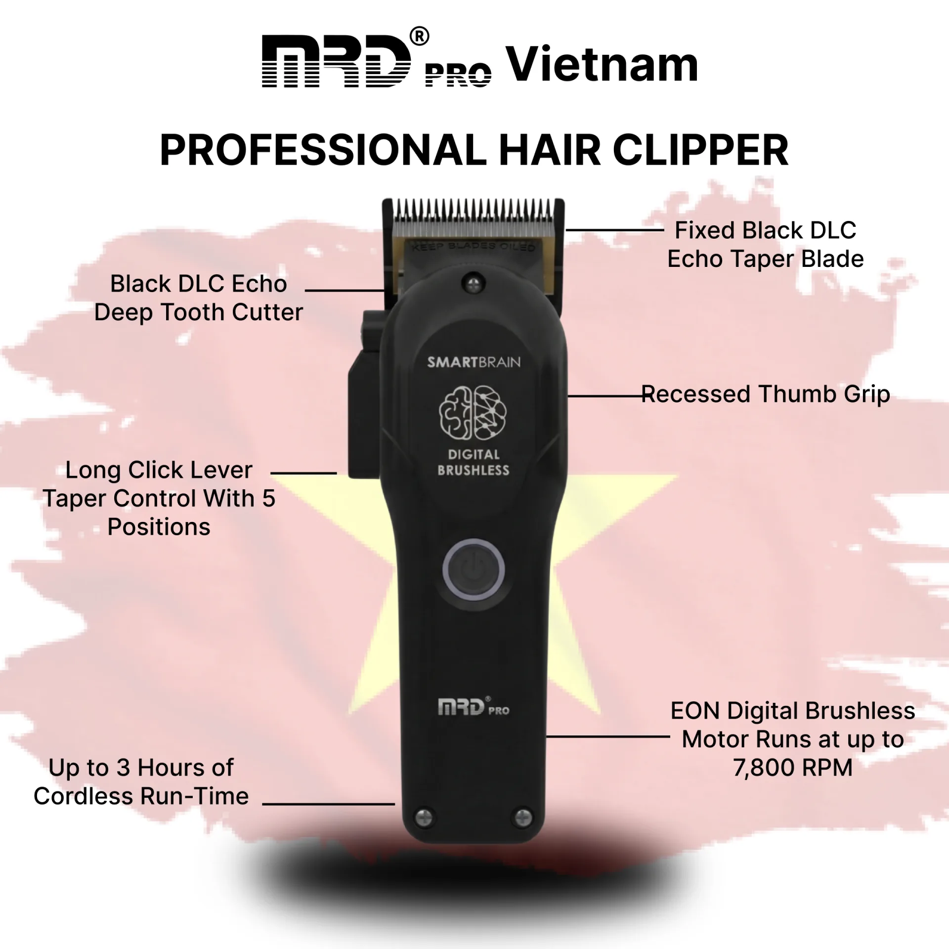 MRDPRO 3969ST Clipper-BLACK- Powerful Motor, Ultra-Close Edging, Sharp & Precise - Image 6