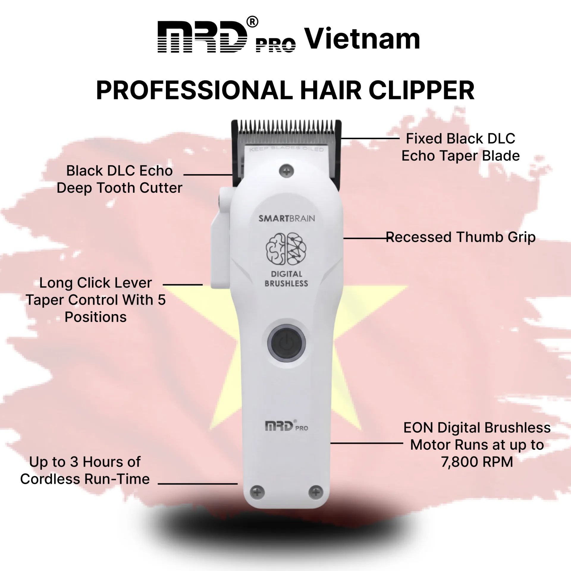 MRDPRO 3969ST Clipper-WHITE- Powerful Motor, Ultra-Close Edging, Sharp & Precise - Image 6
