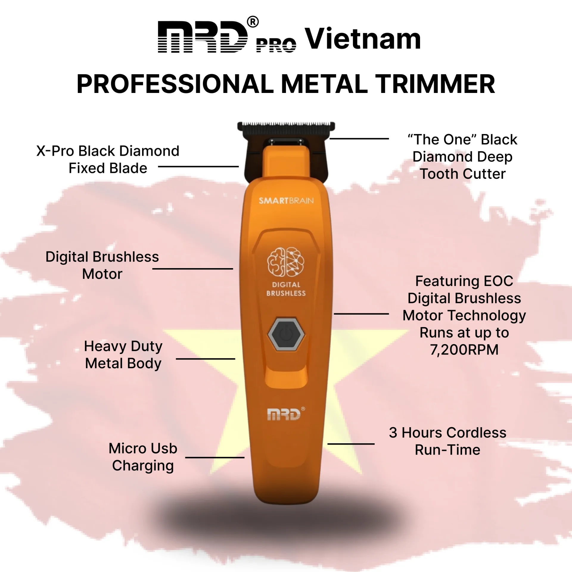 MRDPRO GMT 90-4 Trimmer-ORANGE-Sharp Lines, Compact Design, Professional Performance - Image 6