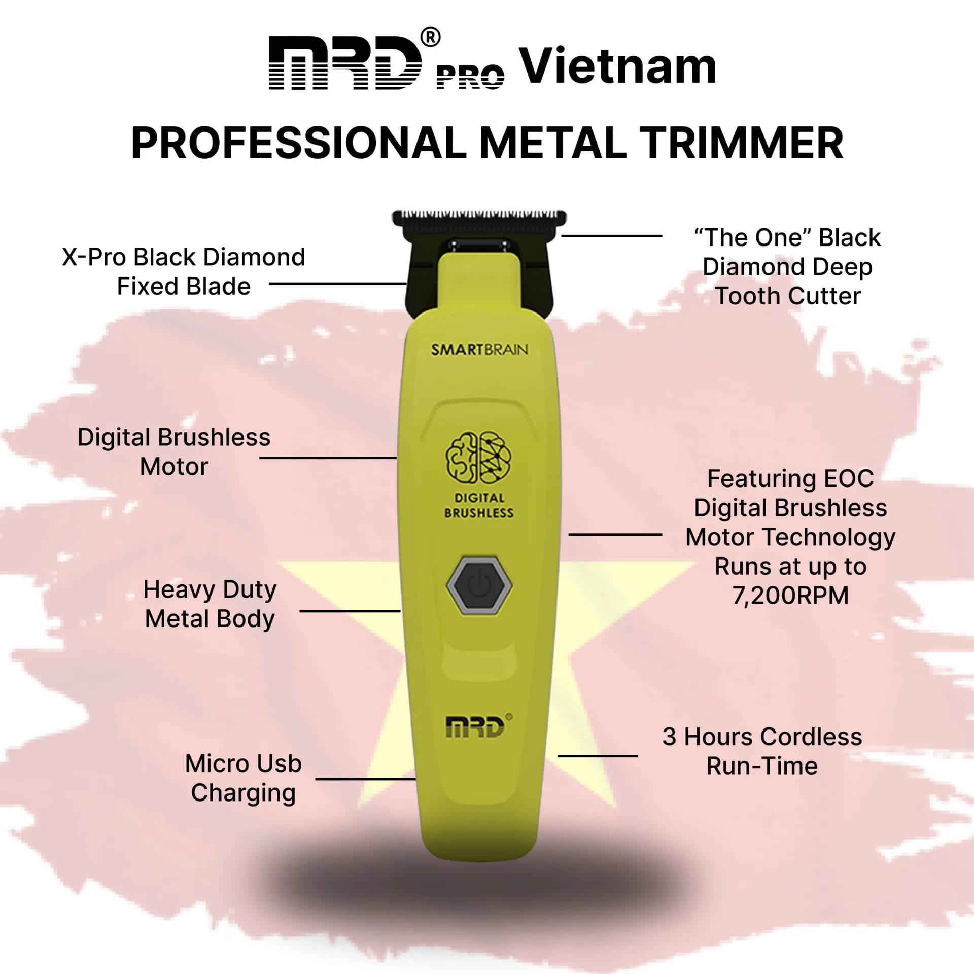 MRDPRO GMT 90-4 Trimmer-GREEN-Sharp Lines, Compact Design, Professional Performance - Image 5