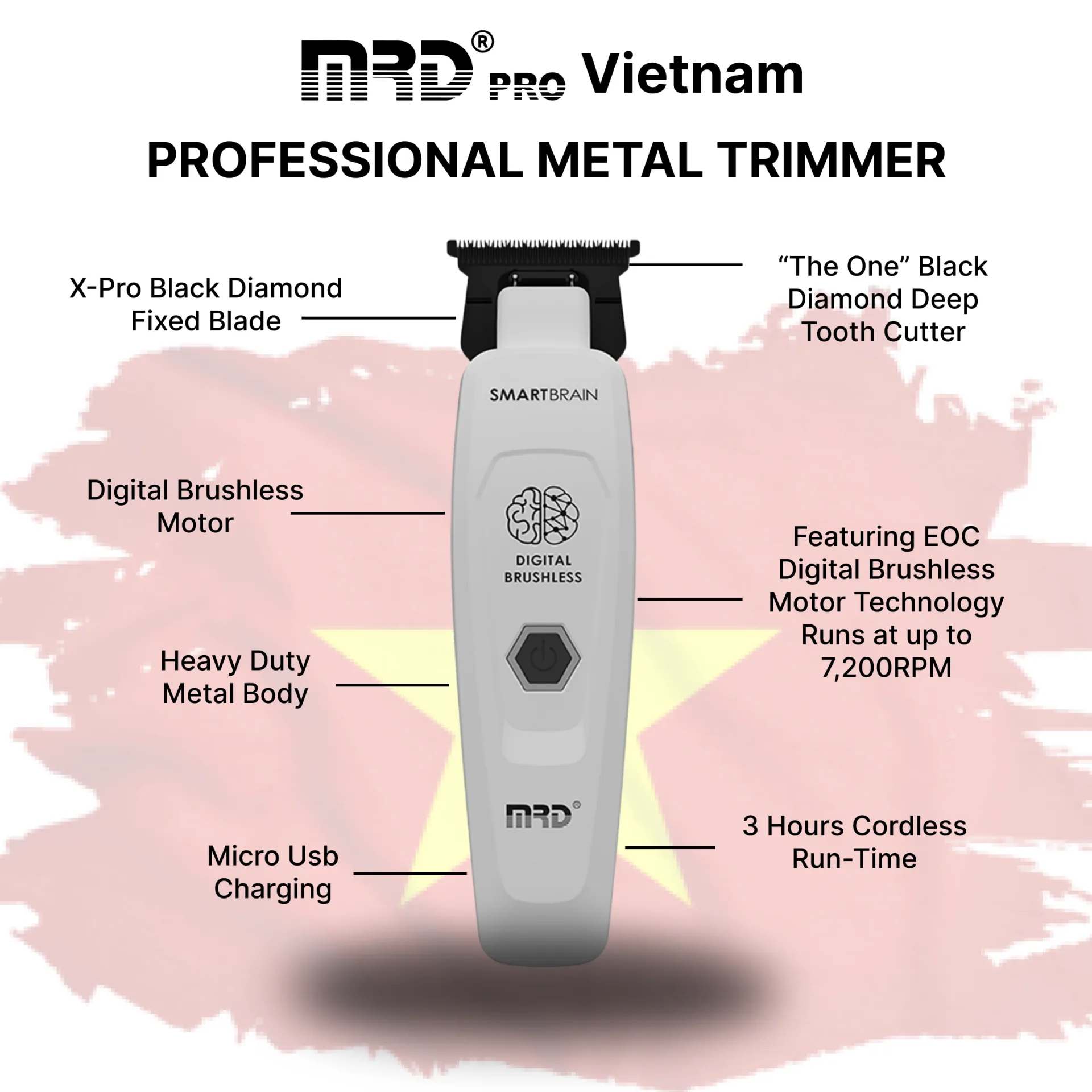 MRDPRO GMT 90-4 Trimmer-WHITE-Sharp Lines, Compact Design, Professional Performance - Image 6