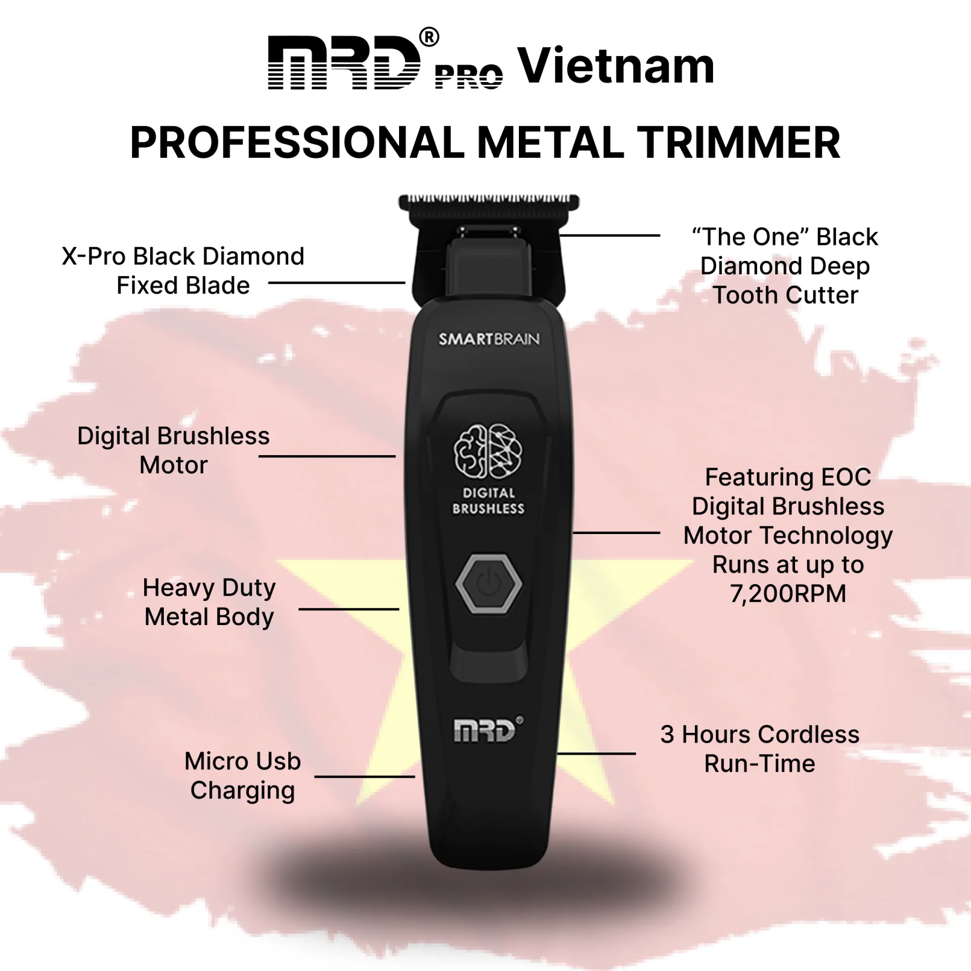 MRDPRO GMT 90-4 Trimmer-BLACK-Sharp Lines, Compact Design, Professional Performance - Image 5