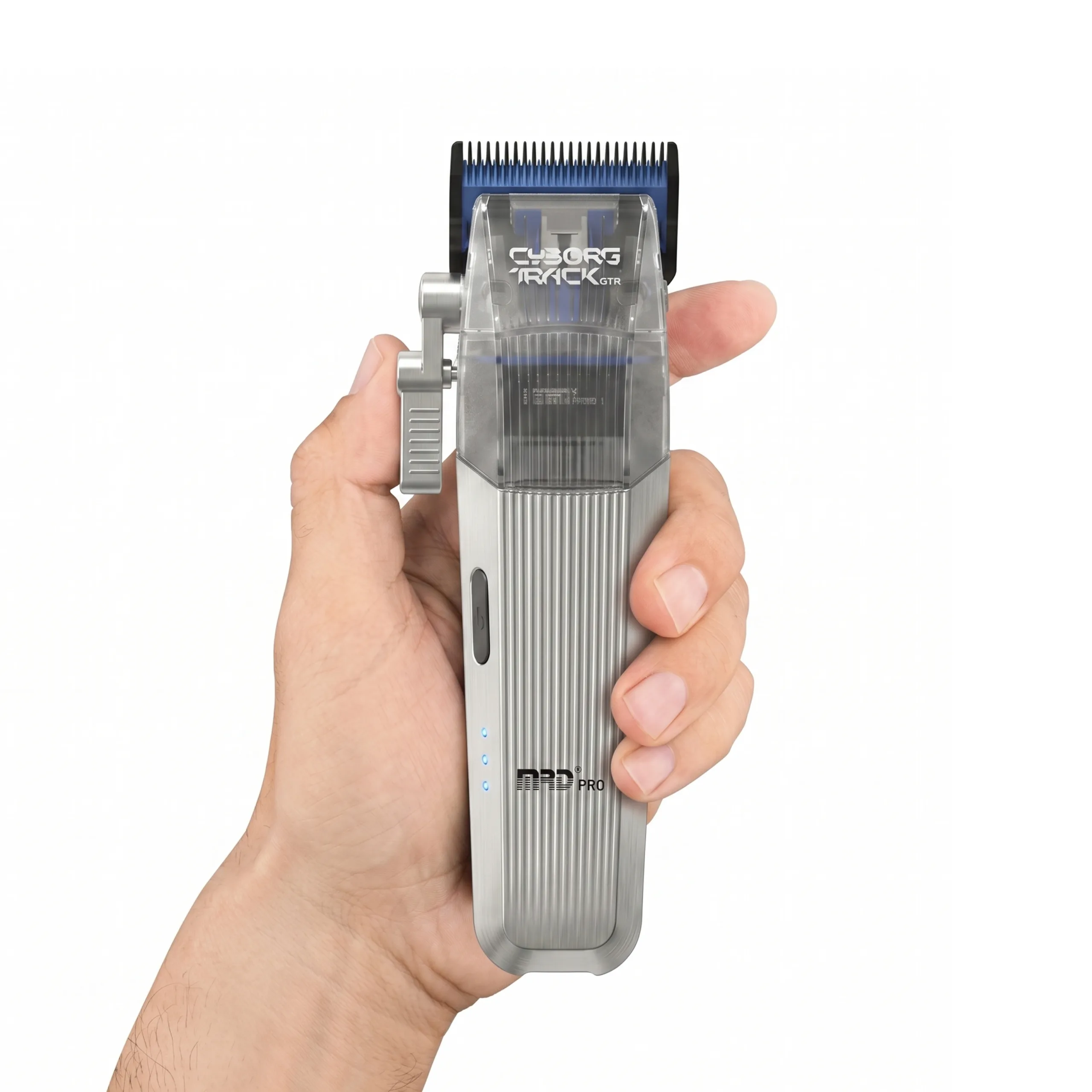 MRDpro CYBORG PRO 2026-SILVER-Professional Cordless Hair Clipper - Full Metal, 3300mAh, BLPU Motor for Barbers - Image 4