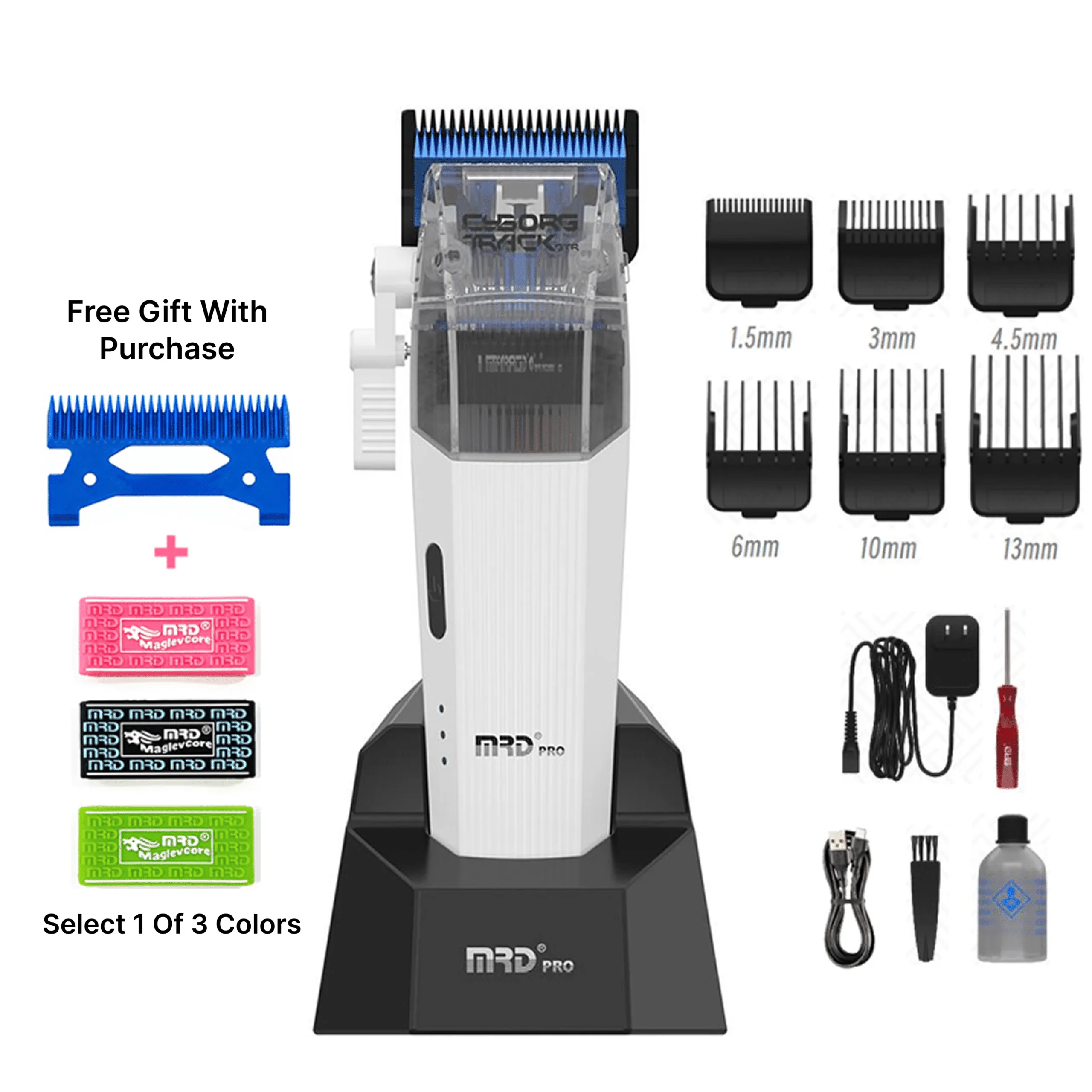 MRDpro CYBORG PRO 2026-WHITE-Professional Cordless Hair Clipper - Full Metal, 3300mAh, BLPU Motor for Barbers - Image 7