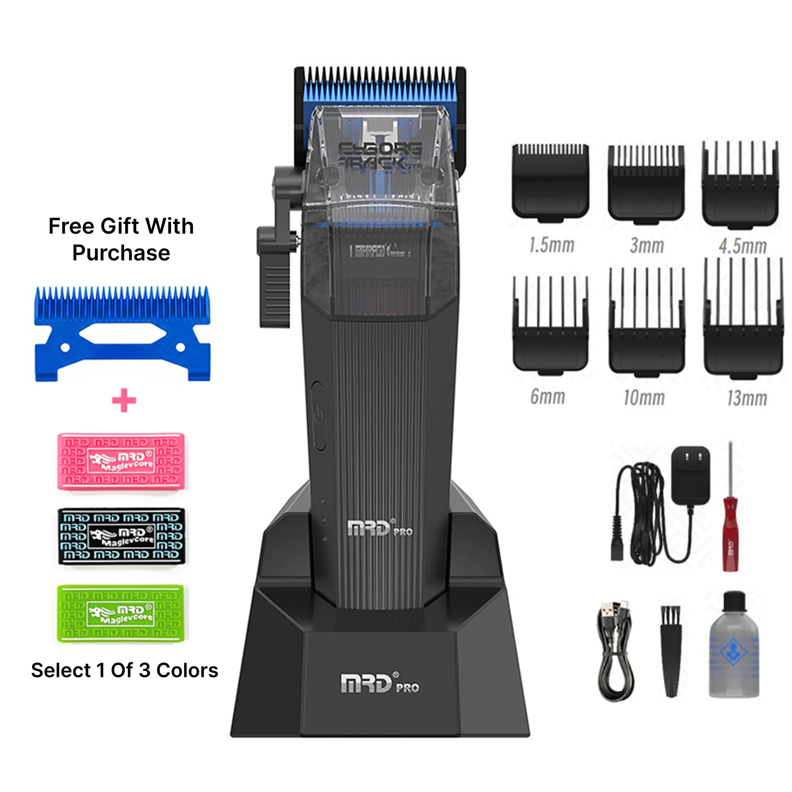 MRDpro CYBORG PRO 2026-BLACK-Professional Cordless Hair Clipper - Full Metal, 3300mAh, BLPU Motor for Barbers - Image 7