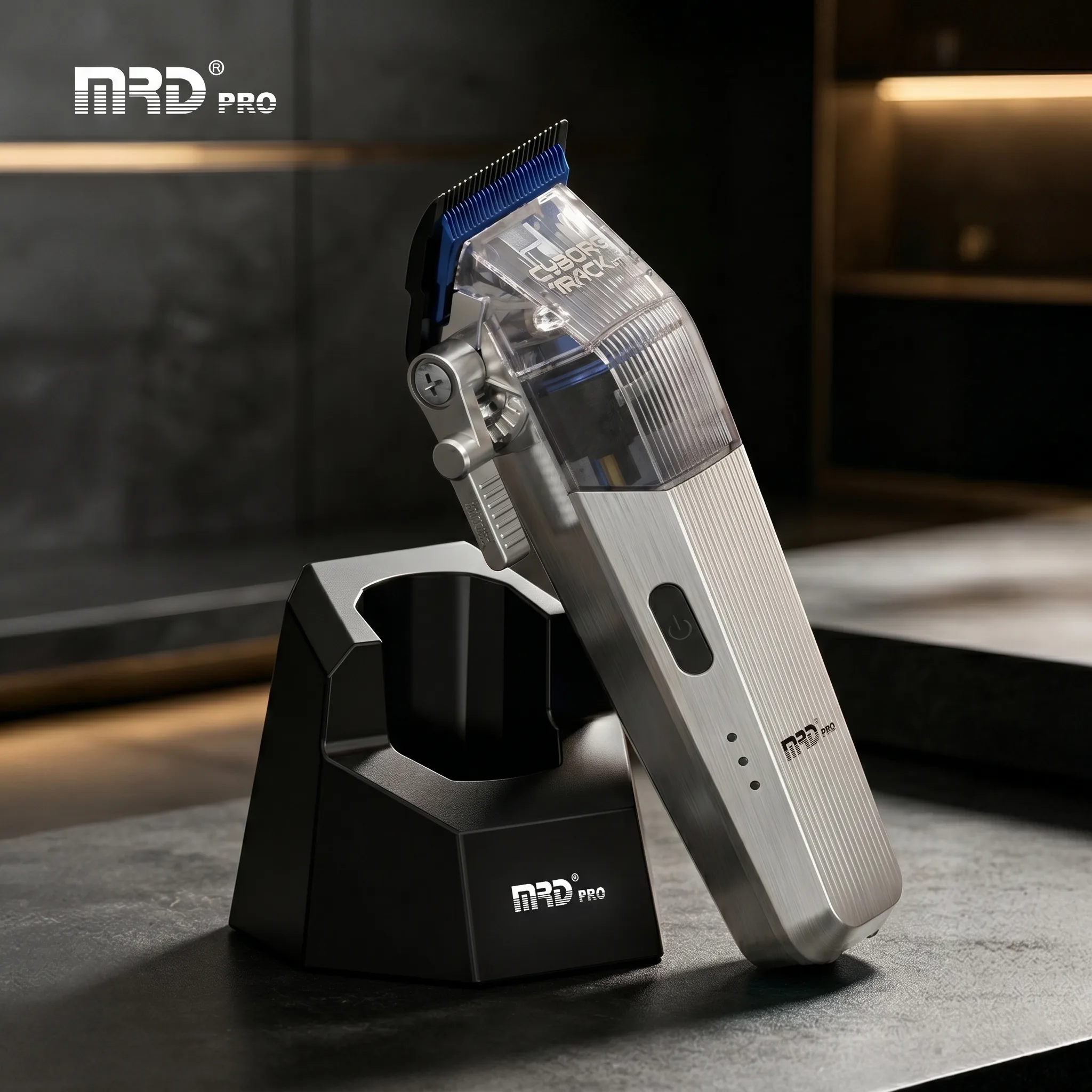 MRDpro CYBORG PRO 2026-SILVER-Professional Cordless Hair Clipper - Full Metal, 3300mAh, BLPU Motor for Barbers - Image 8