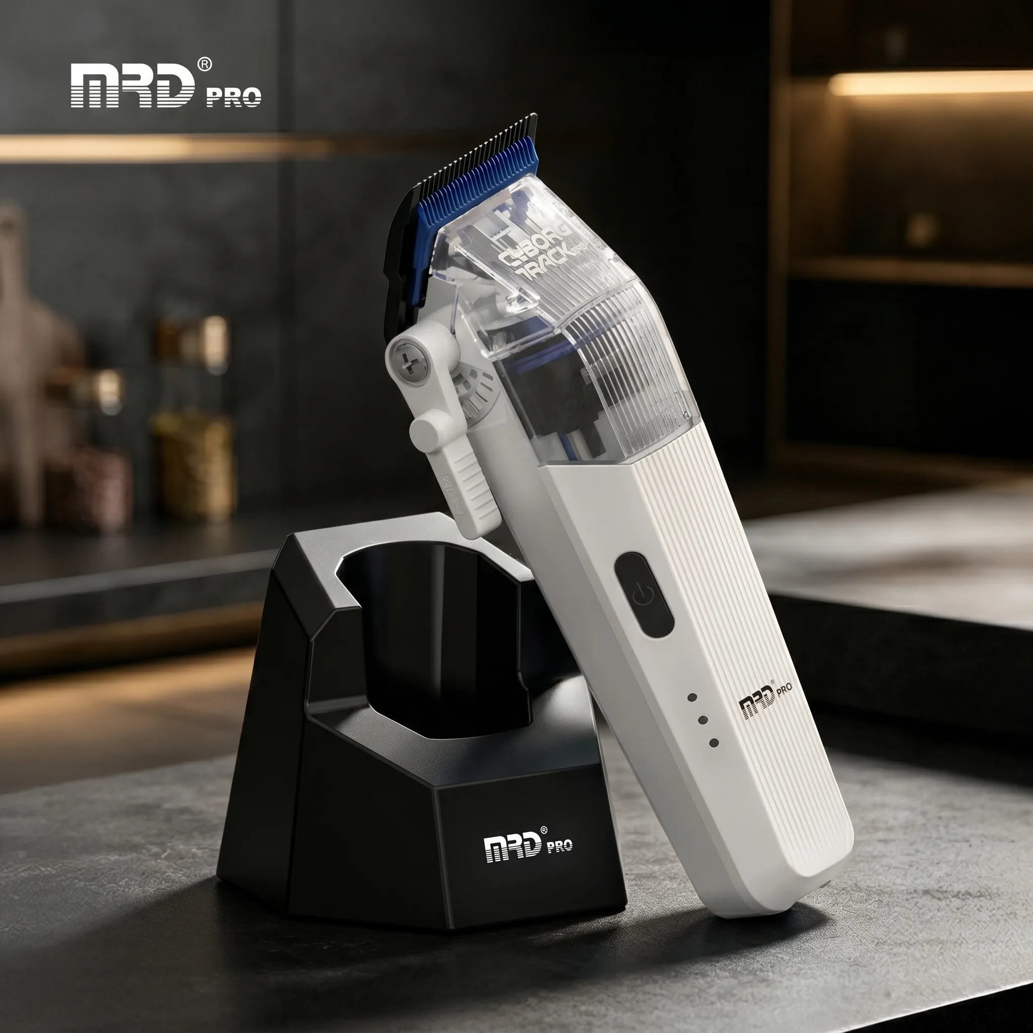 MRDpro CYBORG PRO 2026-WHITE-Professional Cordless Hair Clipper - Full Metal, 3300mAh, BLPU Motor for Barbers - Image 9