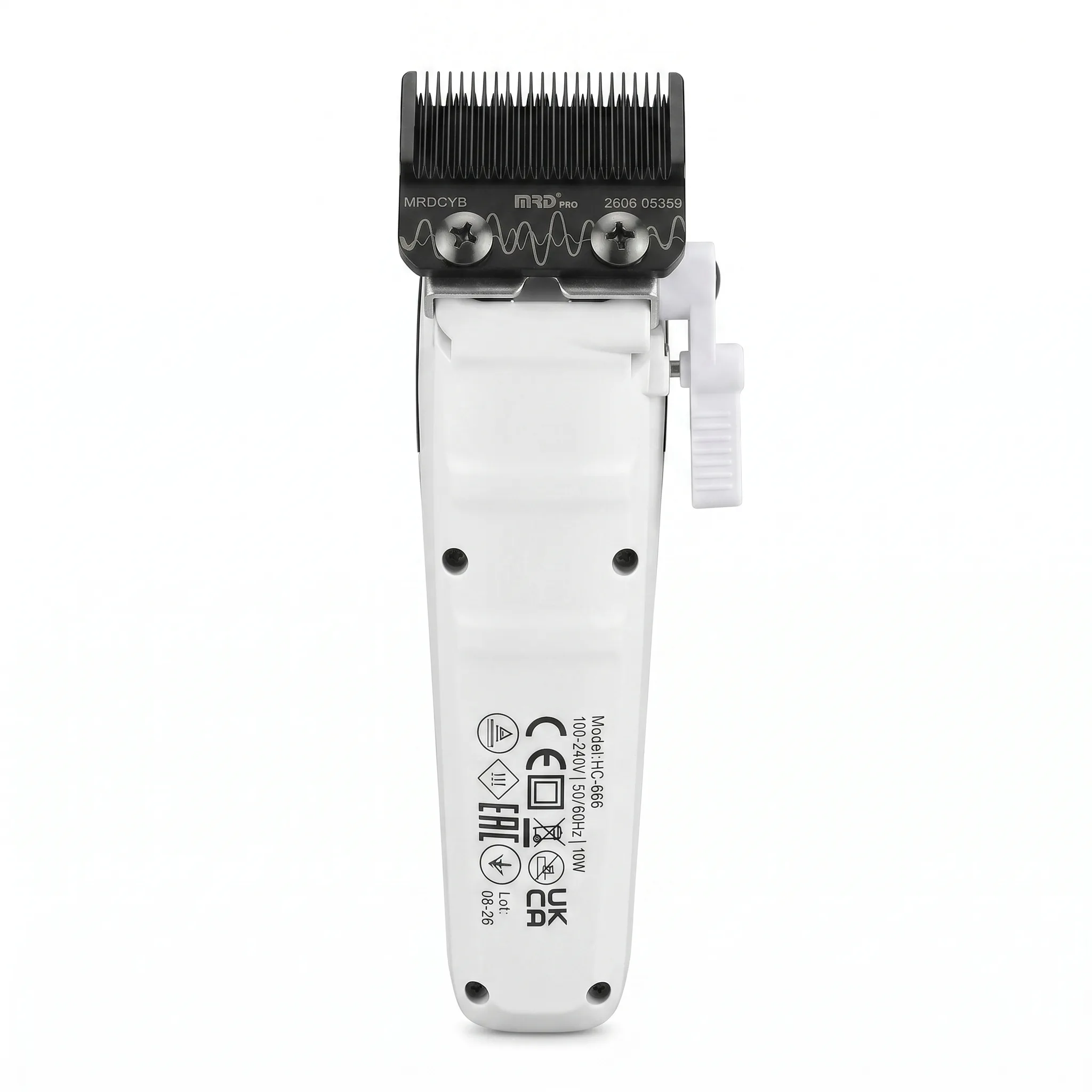 MRDpro CYBORG PRO 2026-WHITE-Professional Cordless Hair Clipper - Full Metal, 3300mAh, BLPU Motor for Barbers - Image 4