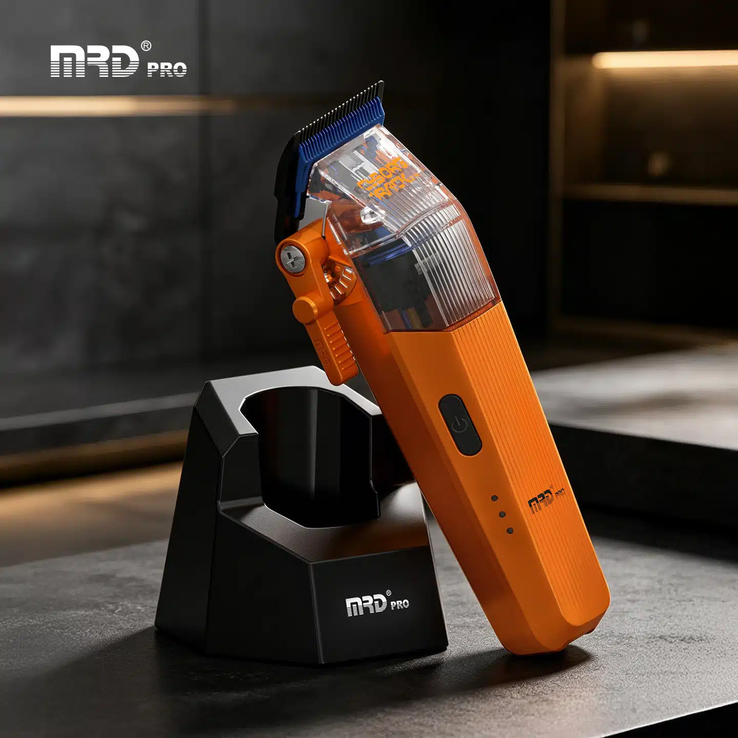 MRDpro CYBORG PRO 2026-ORANGE-Professional Cordless Hair Clipper - Full Metal, 3300mAh, BLPU Motor for Barbers - Image 8