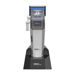 MRDpro CYBORG PRO 2026-SILVER-Professional Cordless Hair Clipper - Full Metal, 3300mAh, BLPU Motor for Barbers