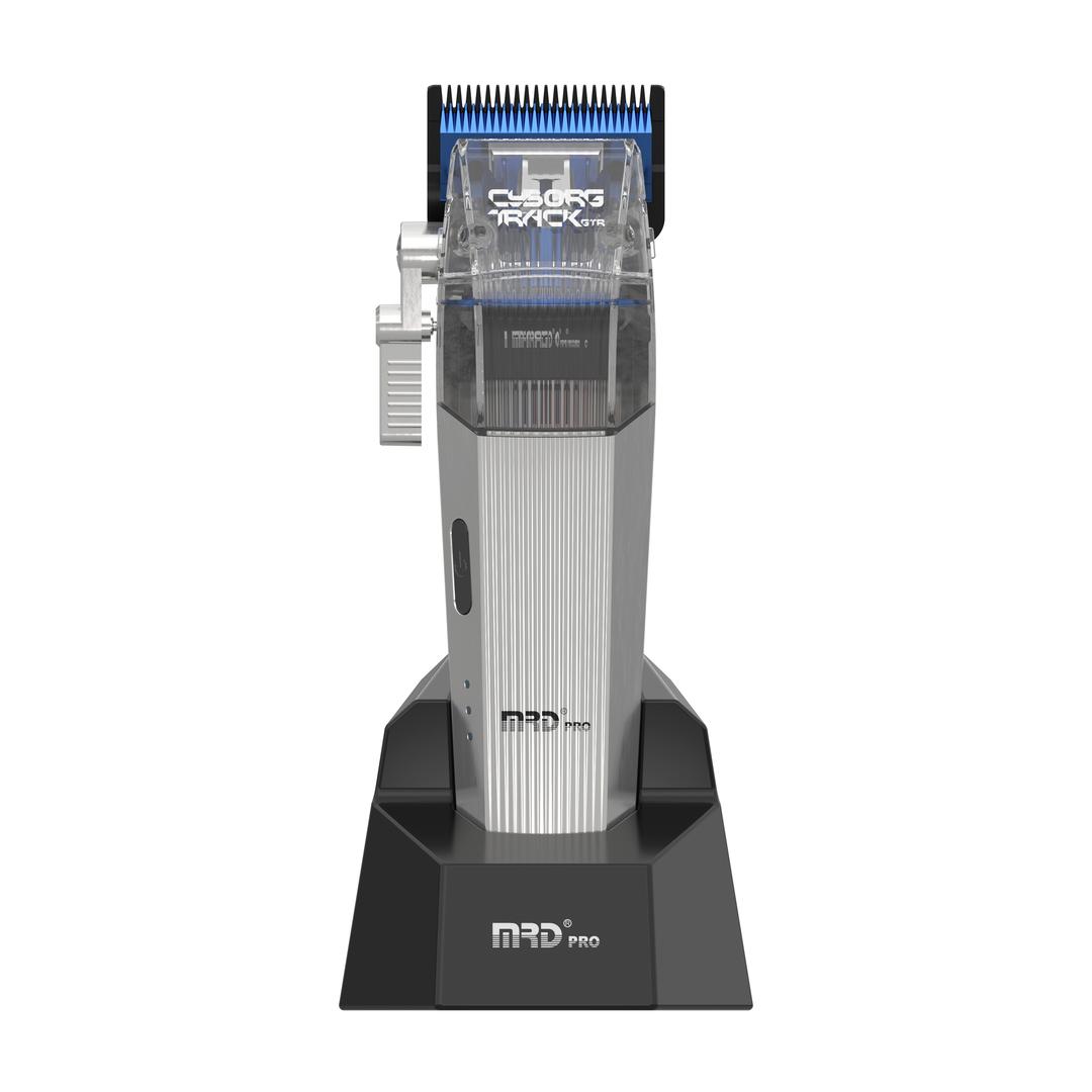 MRDpro CYBORG PRO 2026-SILVER-Professional Cordless Hair Clipper - Full Metal, 3300mAh, BLPU Motor for Barbers
